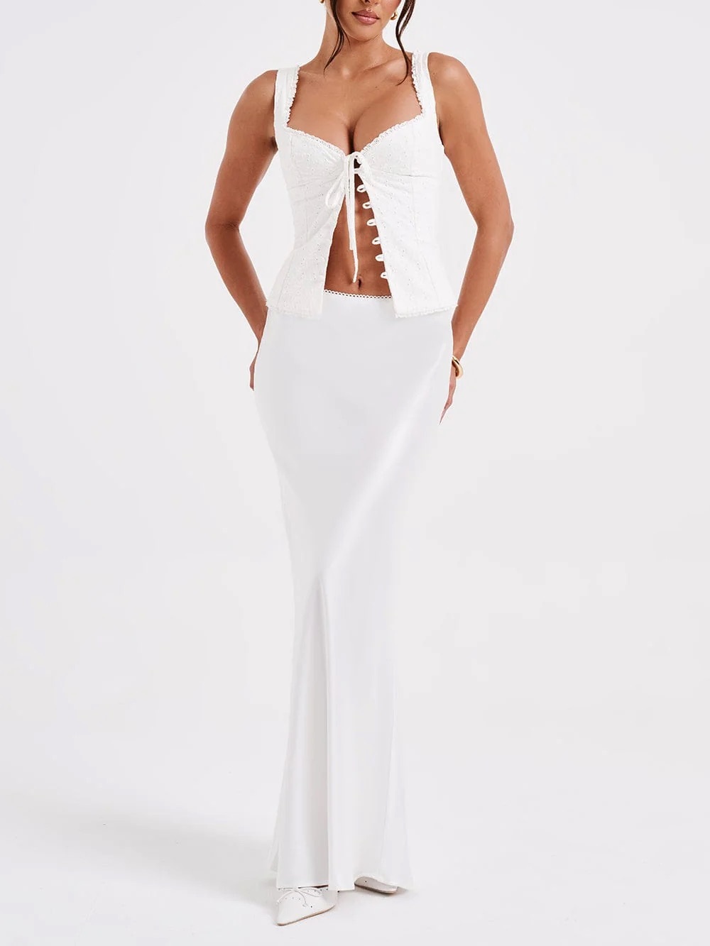 Babyboo White Satin Maxi Skirt - Picture 4 of 4